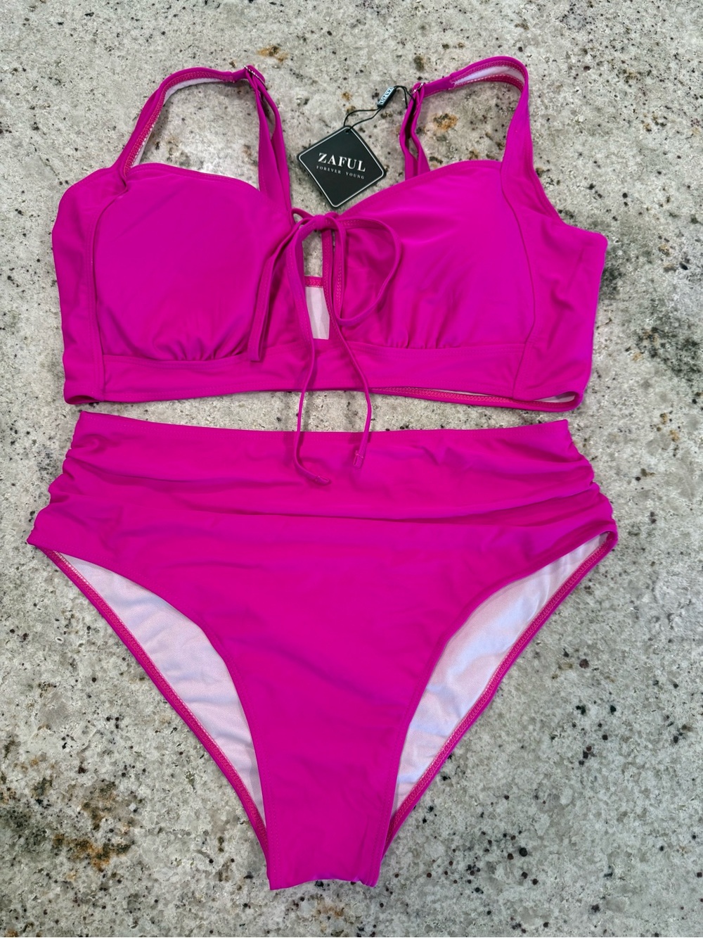 Zaful Gorgeous Bright Fuchsia High-Waist Bikini Set NWT